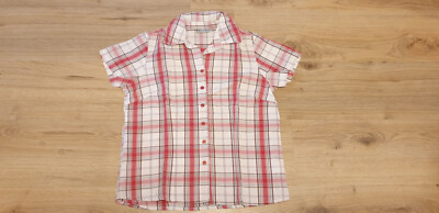 Multiblu Damen kurzarm Bluse Sommer Gr.36 G.S rosa rot kariert locker TOP!
