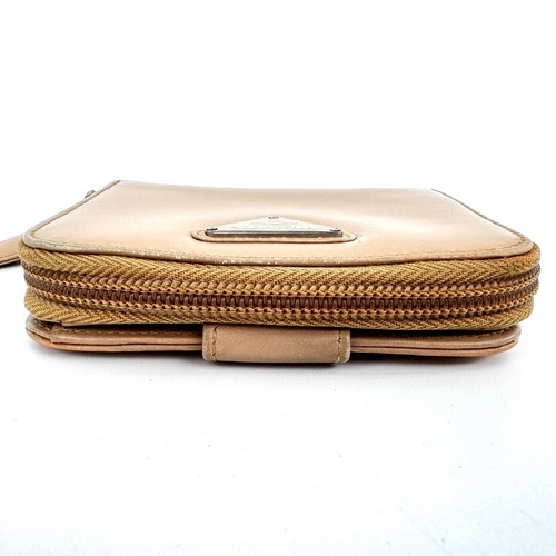 PRADA Geldbörse Münzetui Saffiano Leder rund Reißverschluss beige #187 - Bild 6 von 12