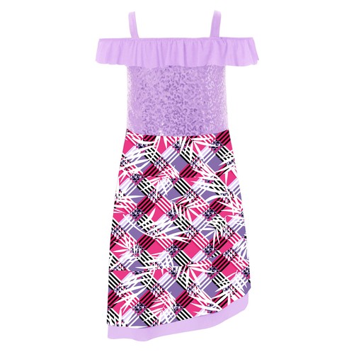 Kids Girls Dancewear Costume Dresses Prom Gown Party Sequins Modern Patchwork - Picture 45 of 89