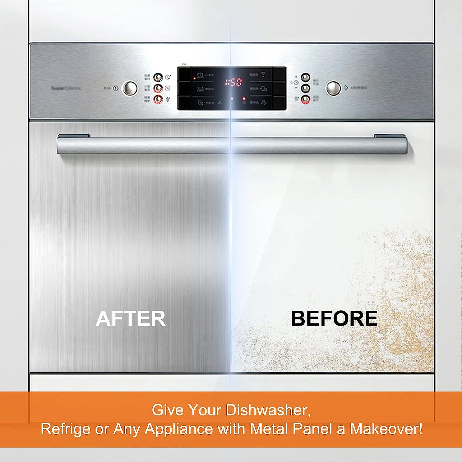 Brushed Stainless Steel Dishwasher Cover Kitchen Decorative