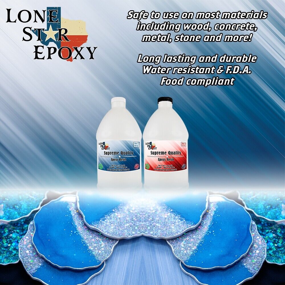 Lonestar epoxy resin, 2 part, 1 gallon kit, clear resin, crafts, art, coating,
