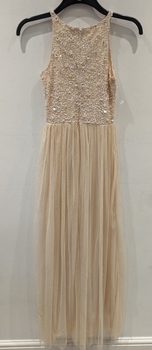 Lace And Beads Kahlo Maxi Dress Size XXS In Nude With Spare Beads And Sequin NWT - Picture 5 of 8