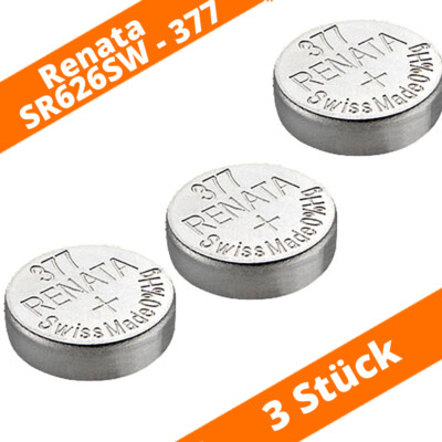 3 x Renata 377 1SR626SW SR66 AG4 LR626 V377 Uhrenbatterie Knopfzelle 1,55 V 
