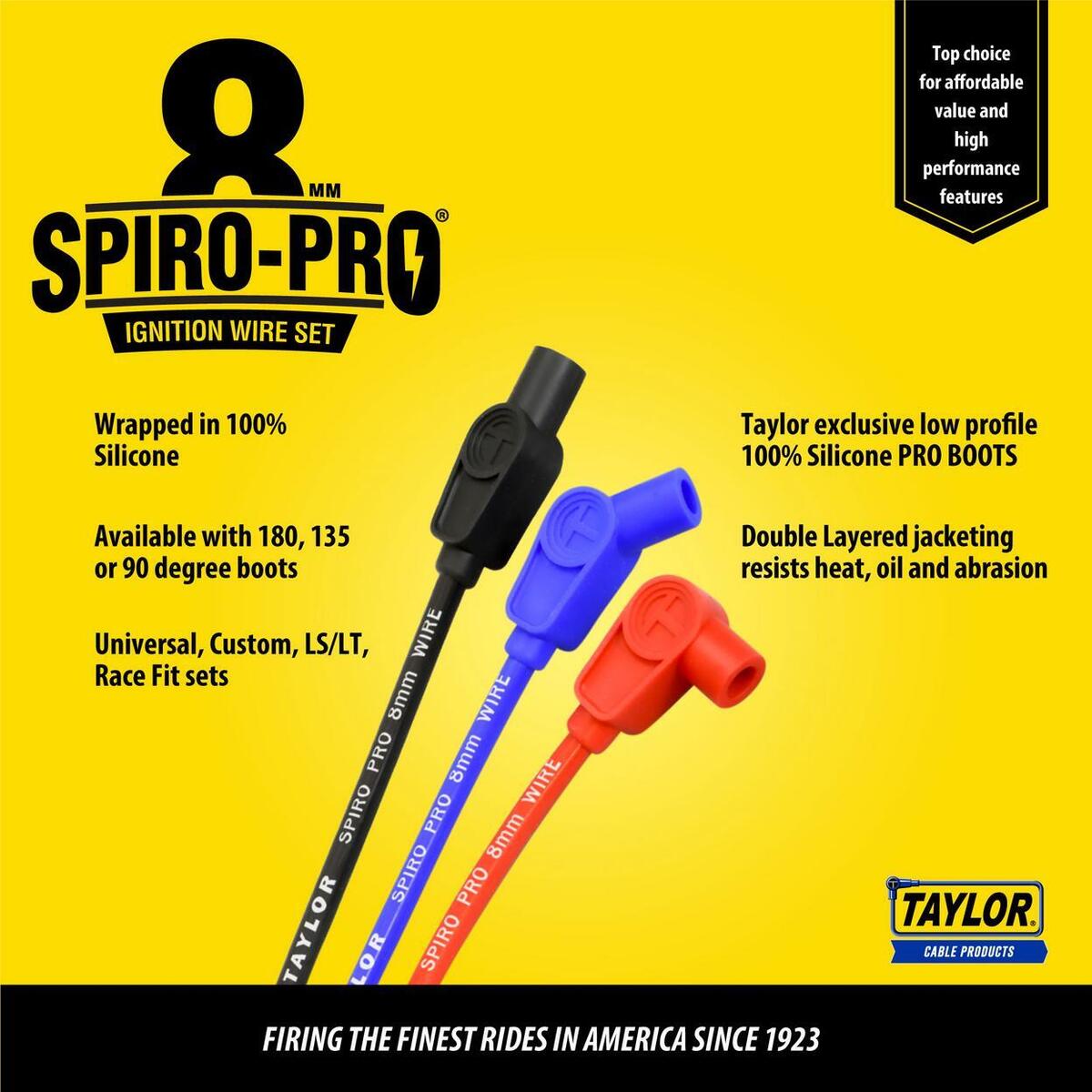 Taylor Cable Spark Plug Wire Set 8 Cylinder 180 Degree Hemi Plug 75289 Taylor Cable Spark Plug Wire Set 8 Cylinder 180 Degree Hemi Plug 75289
