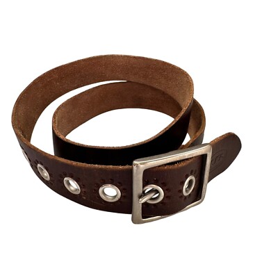Union Bay Belt L Large Grommets Brown Leather 1.25” Wide 31  display picture 2