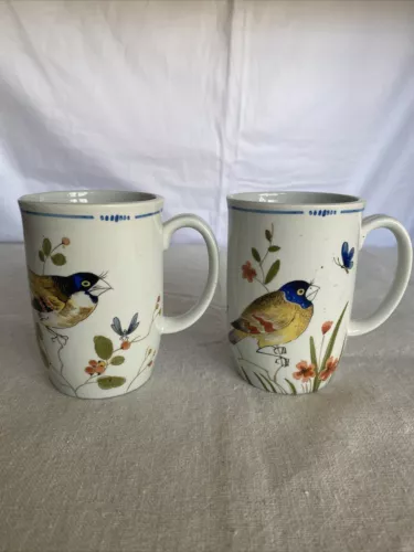 Vtg Fitz & Floyd Oiseau Bird 8oz Cups/Mugs Set of 2