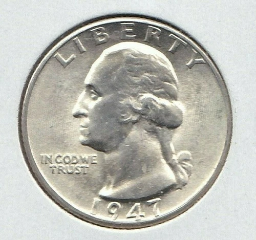 KAPPYSCOINS  w6366 1947D CHOICE /. GEM BU SILVER WASHINGTON QUARTER
