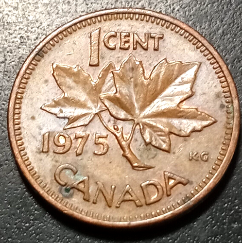 Canada 1 Cent 1975 Bronze Coin - Maple Leaf --Collectors Coin - Afbeelding 2 van 2