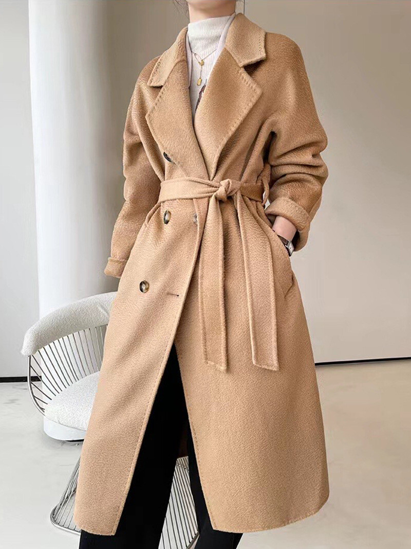 ジャケット・アウター vintage cashmere double long coat Luxury Women's New Jacket Double-sided Cashmere Long Coat