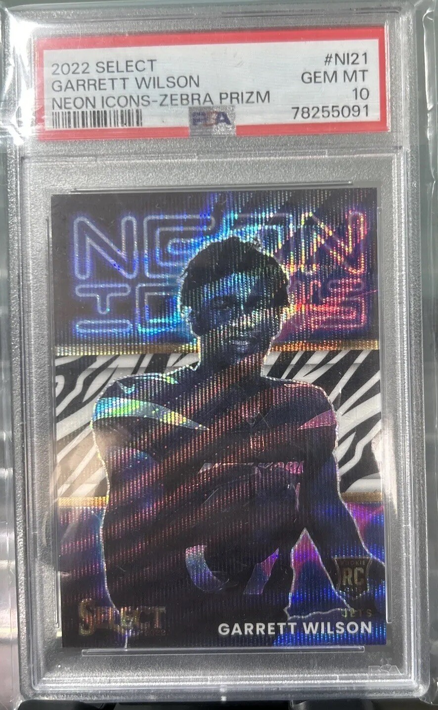 Garrett Wilson Panini Select Neon Icons #NI21 Zebra Prizm