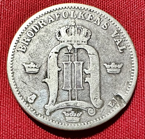 Suecia 1881 50 minerales - .600 PLATA - Oscar II - KM#740 - Solo 268 k acuñado - Raro - Imagen 2 de 2