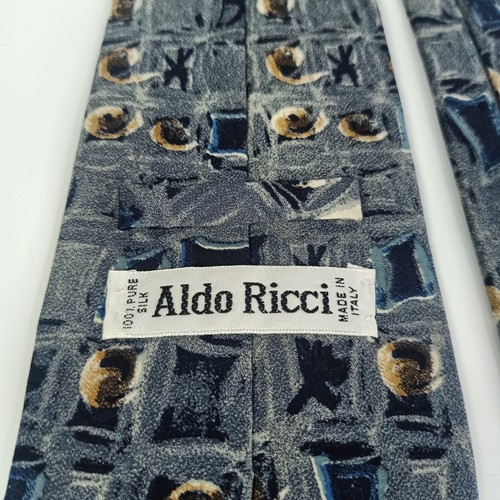ALDO RICCI Men Silk Tie Watercolor Design Made in Italy - Picture 8 of 11