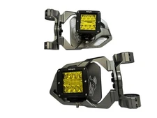 Chupacabra Offroad Cuero Race Mirrors + Amber LED Lights 1-7/8" OD Tube-Gray