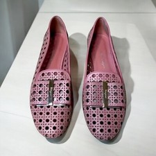Salvatore Ferragamo Pink Leather Laser Cut Ballet Flats Shoes Women s Size 7B
