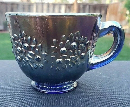 Fenton Vintage 1911 Blue Carnival Glass Orange Tree  Blue Flared Cup
