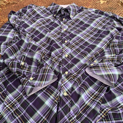 Tommy Hilfiger Cotton Plaid Button Down Shirt Mens Size XL Purple - Picture 6 of 7