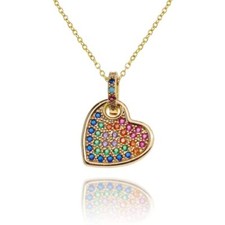 Heart Gold Pendant Love Necklace for Women - Dainty Link Chain Green And Red