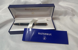 2000's Waterman Paris Laureát Ballpoint Twist Pen Green Marble W/ Box France