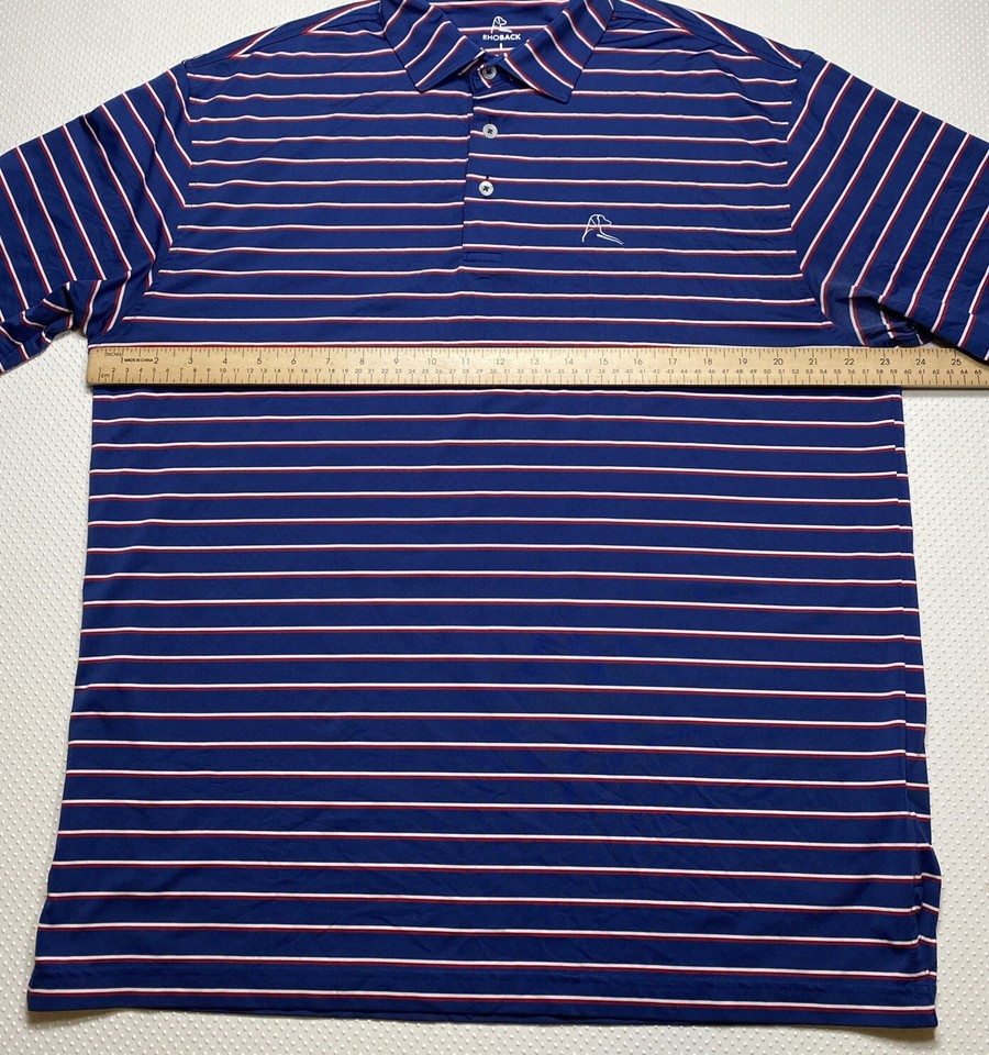 Rhoback Men’s Large Golf Polo Shirt Red White Blue Stripe USA Flag eBay
