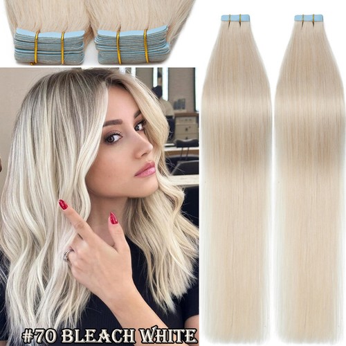 CLEARANCE Tape In 100% Real Human Hair Extensions Skin Weft FULL HEAD Thick 150g - Picture 33 of 39