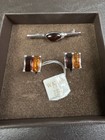 Natural Amber 925 Silver Cufflinks & Tie Bar W. Kruk. Bursztyn. — photo 10