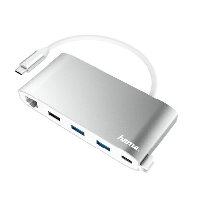 HAMA 8 Ports USB-C-Multiport Adapter, Silber