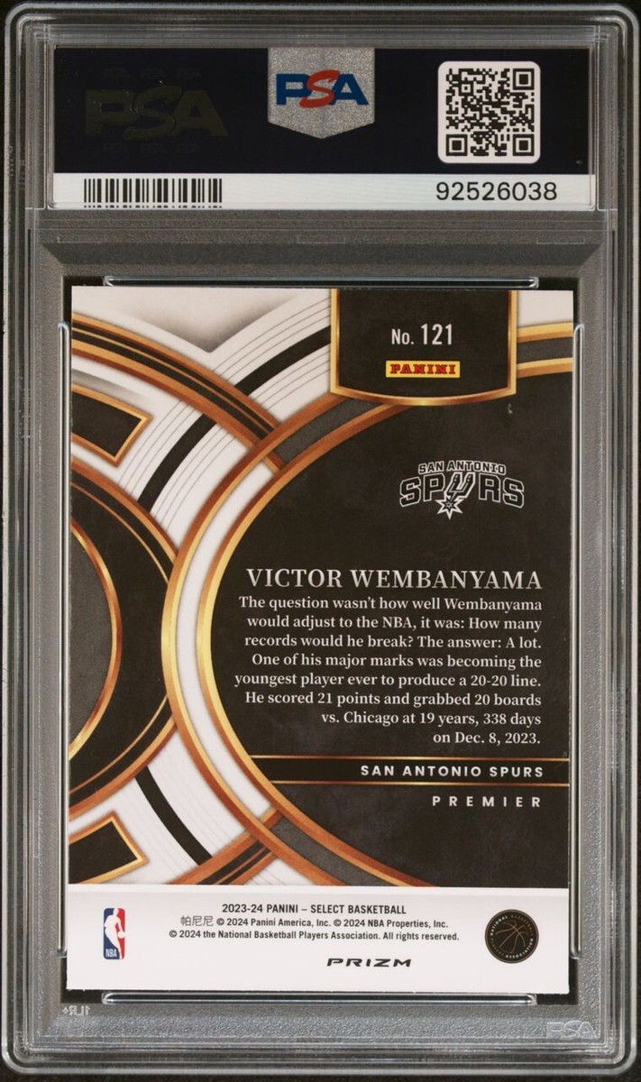 PSA 8 23-24 Panini Select Victor Wembanyama Premier Blue Prizm
