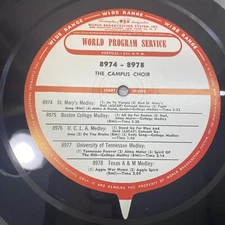 16” WPS Radio Transcription Record The Campus Choir/ St.Mary’s, UCLA, Texas A&M