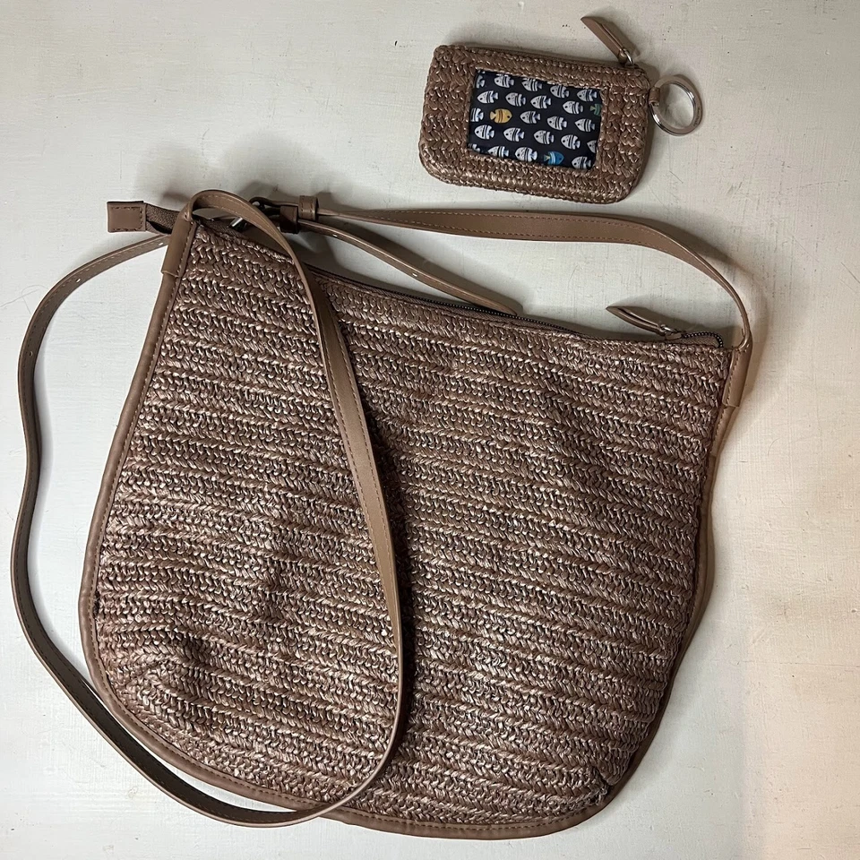 Vera Bradley Tropical Angel Pez Tejido Paja Bandolera Bolso de Mano y Monedero Conjunto Foto 4 de 4