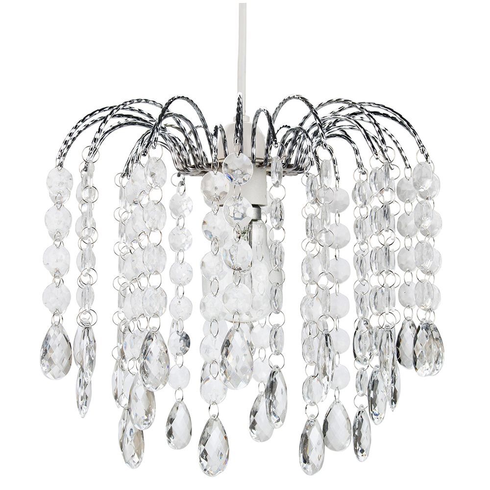 Contemporary Waterfall Pendant Shade with Transparent Acrylic Droplets and Be...