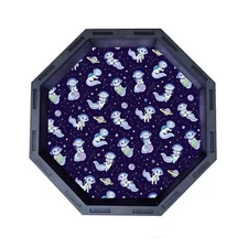 Axolotl Dice Tray, Octagon Wooden Rolling Tray for D&D Tabletop Board Games