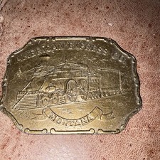 AMERICAN EXPRESS CO.-MONTANA- BELT BUCKLE-WESTERN STYLE HEAVY BRASS BELT BUCKLE