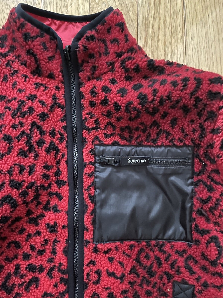 supreme leopard fleece reversible jacket Size Small F/W 17 supreme leopard fleece reversible jacket Size Small F/W 17