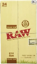 RAW Unrefined Organic 1.25 1 1/4 Size Cigarette Rolling Papers Full Box of 24
