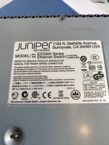 Juniper Networks EX3300 EX3300-48P PoE+ 48-Port 4x SFP Gigabyte Ethernet Switch - Picture 8 of 9