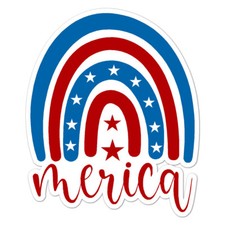 'Merica Rainbow Flag, Vinyl Decal Sticker, Indoor Outdoor, 3 Sizes, 9816