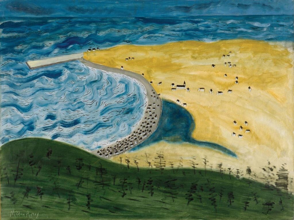 Avery、Milton、希少画集画、新品額付 Little Fox River Milton Avery 1944 Modernist Landscape Print
