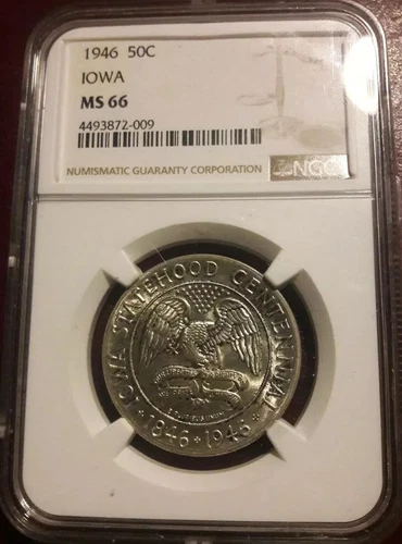 1946 NGC MS66 IOWA Silver Commemorative Half Dollar MS 66 50C 