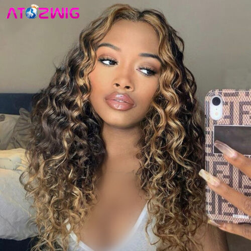 Highlight Curly Wig Ombre Brown Mix Blonde Deep Curly Wigs for Afro Women |  eBay