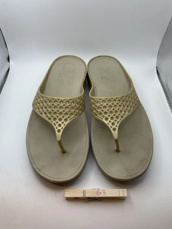 Sandalias Fitflop para mujer con cuña doradas talla 9 Foto 3 de 4
