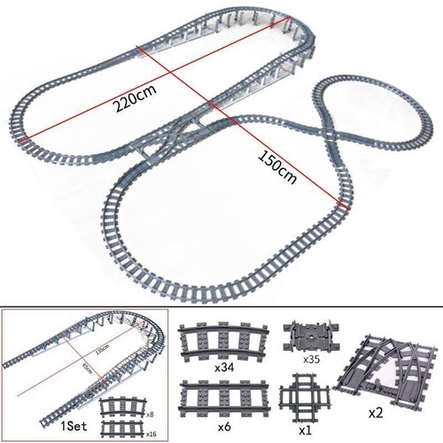 Track Straight Curved Crossing Rail for Lego Train Building Block DIY-60 Sets! - Picture 18 of 62