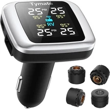 Tymate TM7 Tire Pressure Monitoring System, Wireless TPMS with 4 External & 6 RV