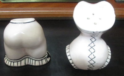 Vtg GNCO Japan Salt and Pepper Shakers Women's Corset and Girdle