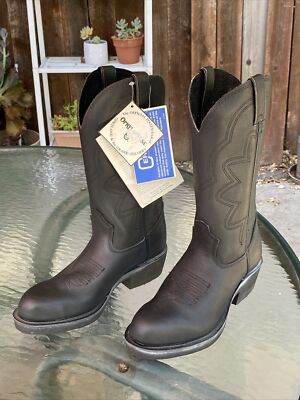 Durango FR200 Safety Boots Black Steel Toe Work Men 10.5 D DURANGO FR200 SAFETY TOE BLACK 12” COWBOY WORK BOOTS MEN main image 4
