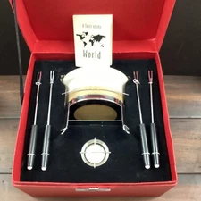 Fondue Set Discovery Channel Four Skewers Tea Candle Powered With Storage Box