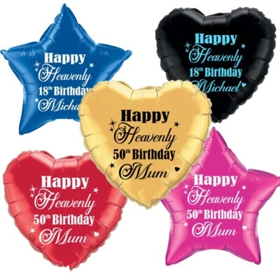 MEMORIAL BALLOON PERSONALISED ANY NAME Heavenly Birthday foil tribute release