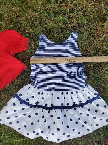 Vtg Beaux Age Girls Size 5 Polka Dot Dress W/ Jacket Red Blue White USA Nautical - Picture 7 of 8