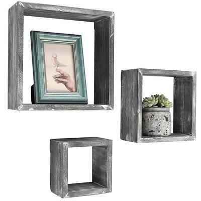 Wall Shadow Box Shelves Set Rustic Gray Barn Wood Farmhouse