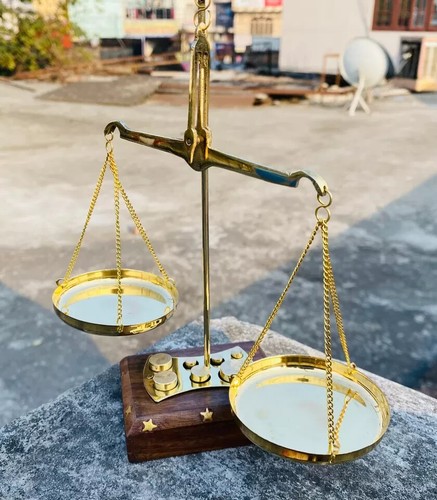 Wiegen Apothekerwaage Balance Waage mit 7 Gewichten Messing Antik - Bild 3 von 7