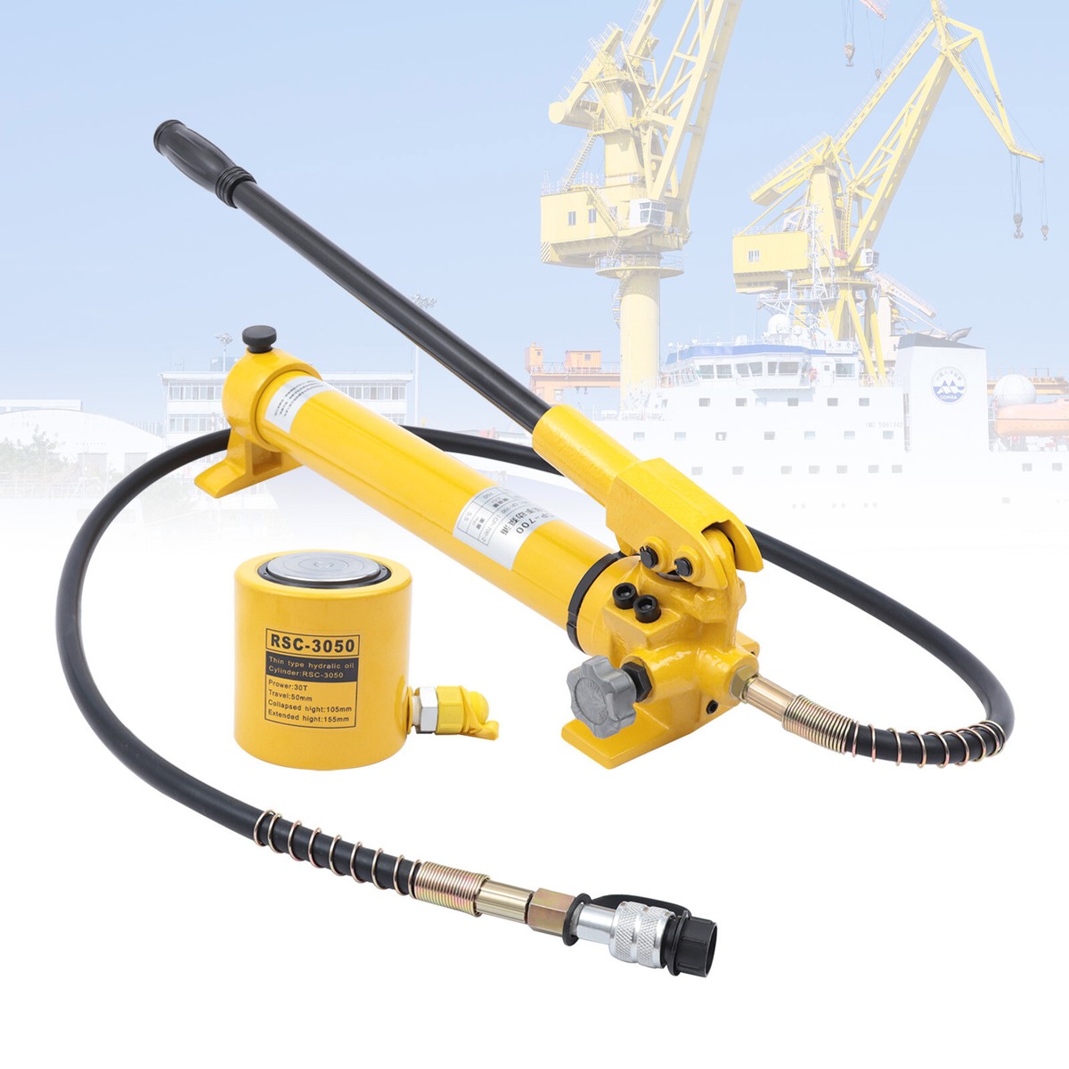 30 Ton Hydraulic Jack Power Ram Kit and CP-700 Manual Hydraulic